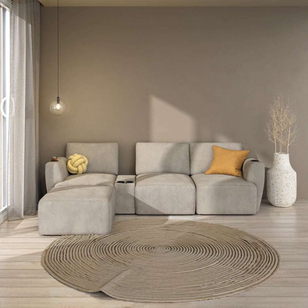 Sofá Damie Na Caixa Modular 3 Lugares + Apoio de Pé Grátis (Puff)