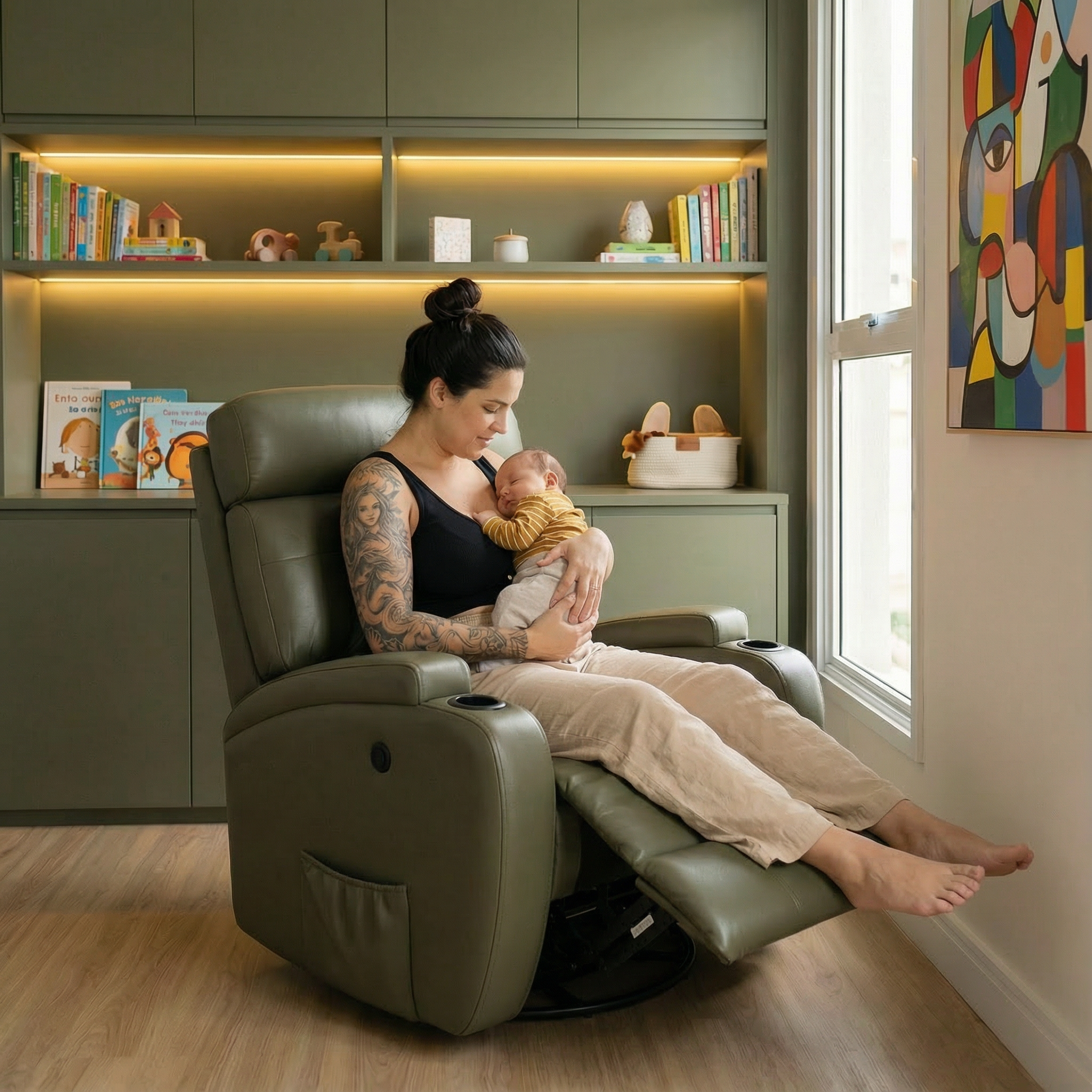 Poltrona Reclinável Damie Elétrica Giro e Balanço