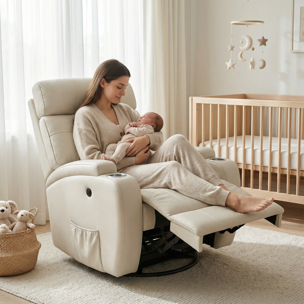 Poltrona Reclinável Elétrica Base Giro e Balanço Damie