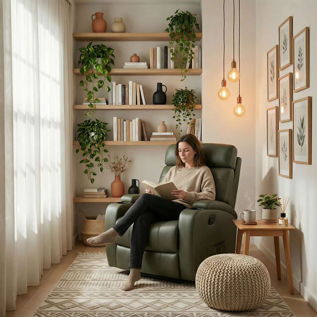 Poltrona Reclinável Manual Base Fixa com Gatilho Damie