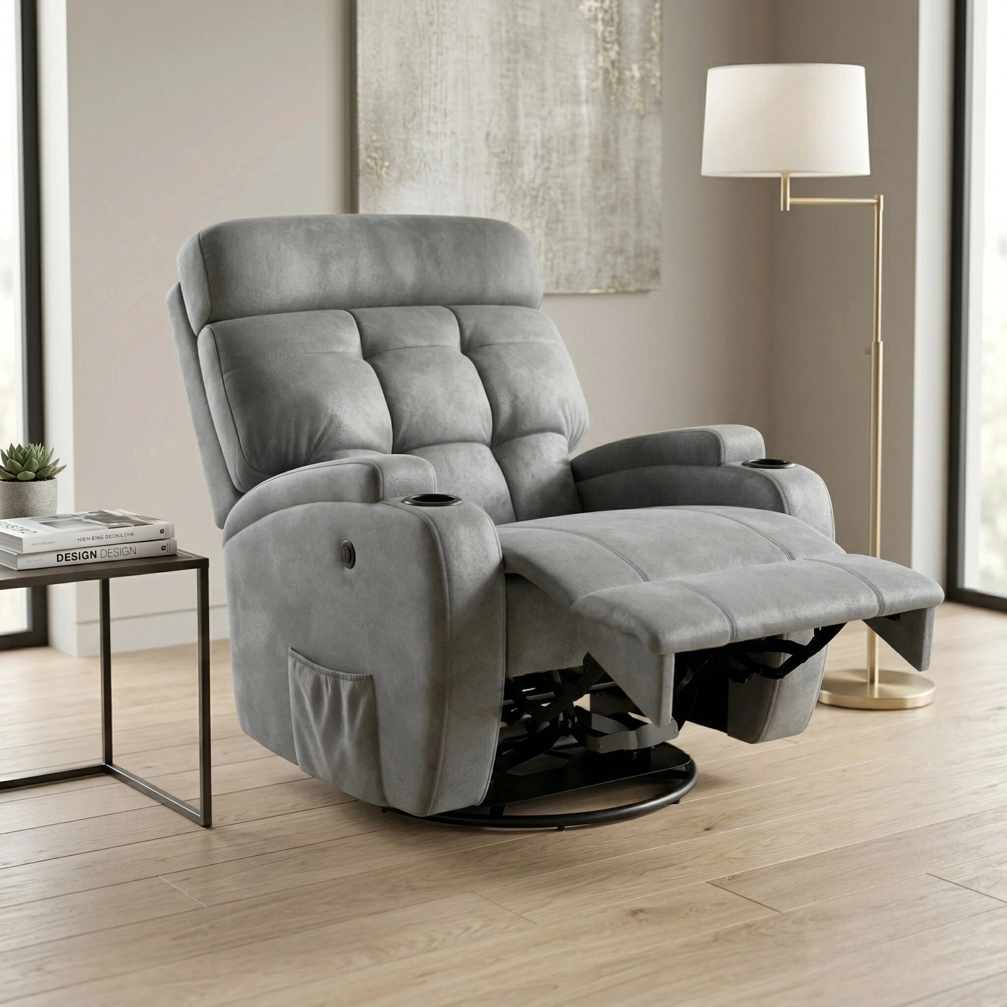 Poltrona Reclinável Elétrica Base Giro e Balanço Damie