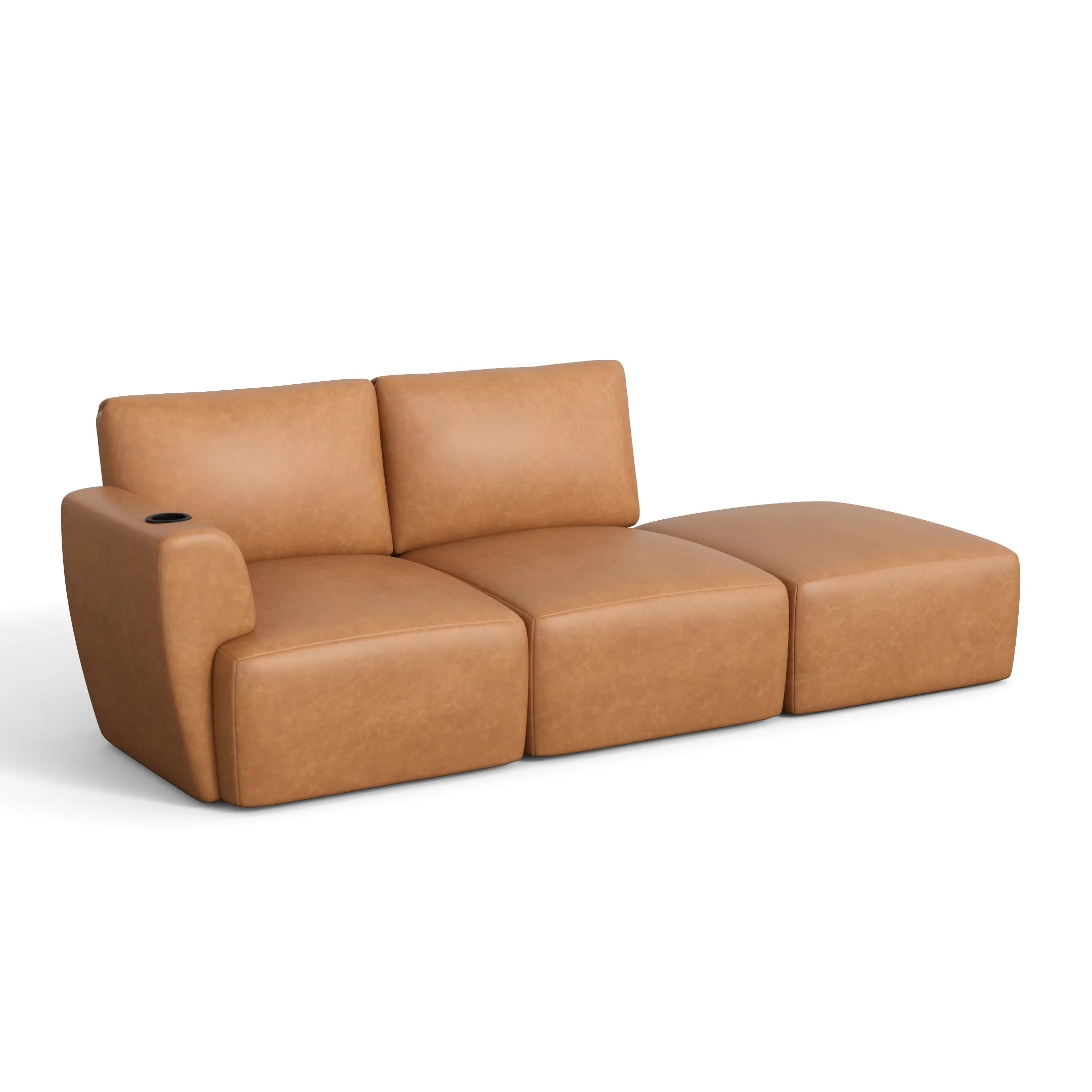 Sofá Damie na Caixa Modular 2 Lugares com 1 Braço + Apoio de Pé Grátis (Puff)