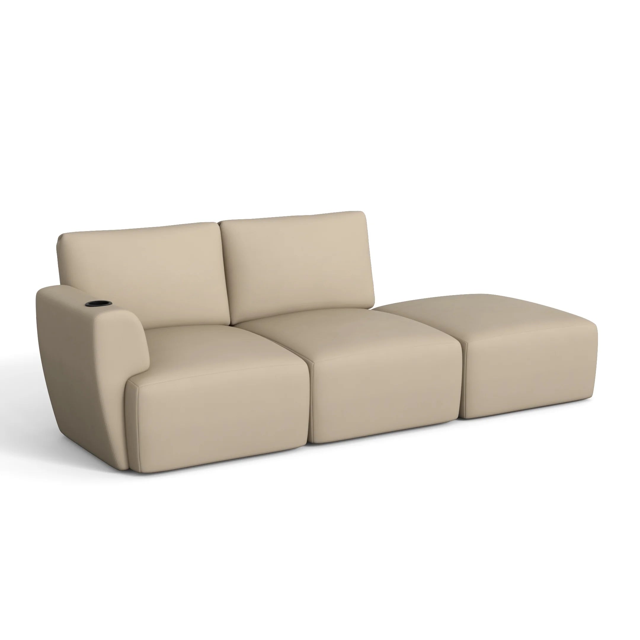 Sofá Damie na Caixa Modular 2 Lugares com 1 Braço + Apoio de Pé Grátis (Puff)