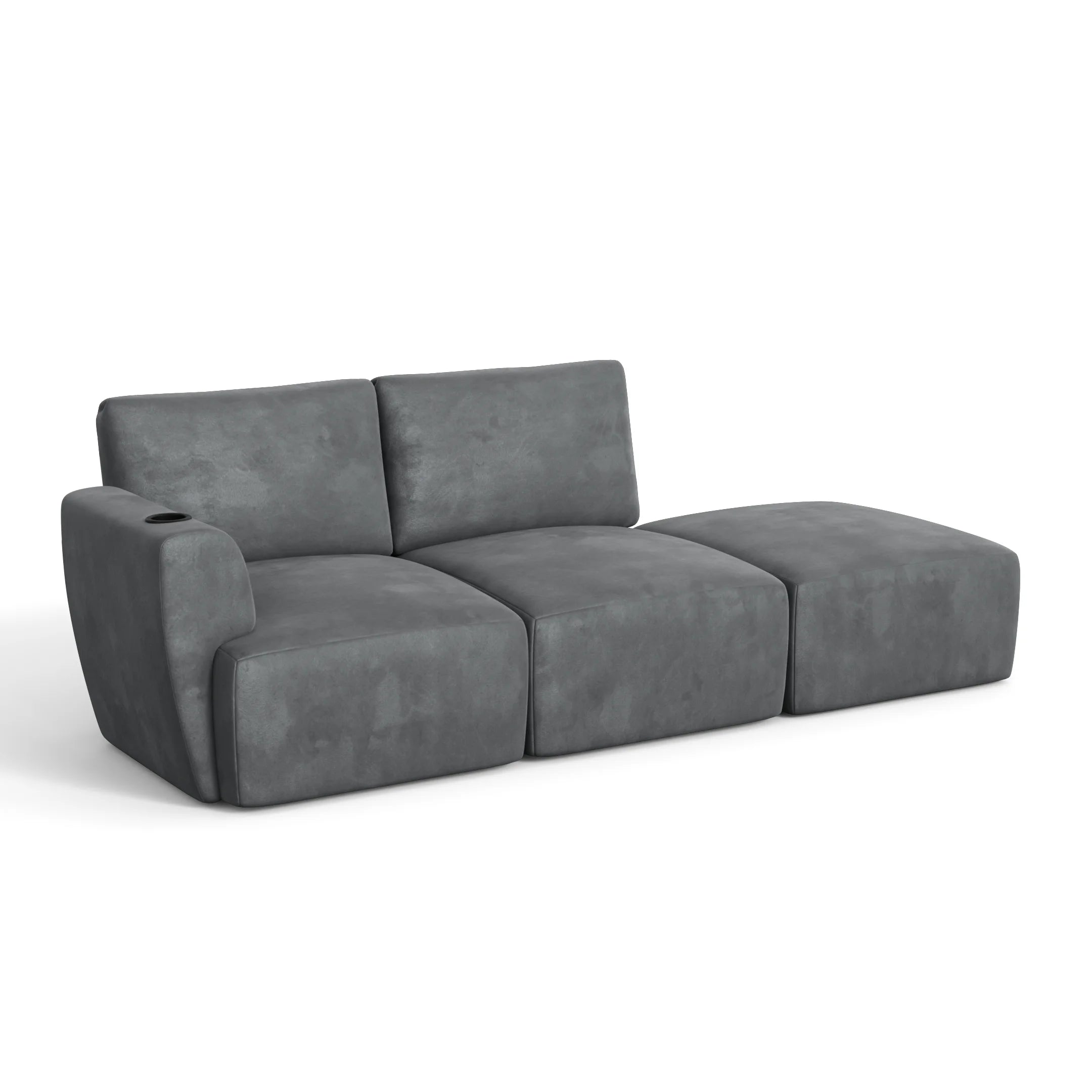 Sofá Damie na Caixa Modular 2 Lugares com 1 Braço + Apoio de Pé Grátis (Puff)