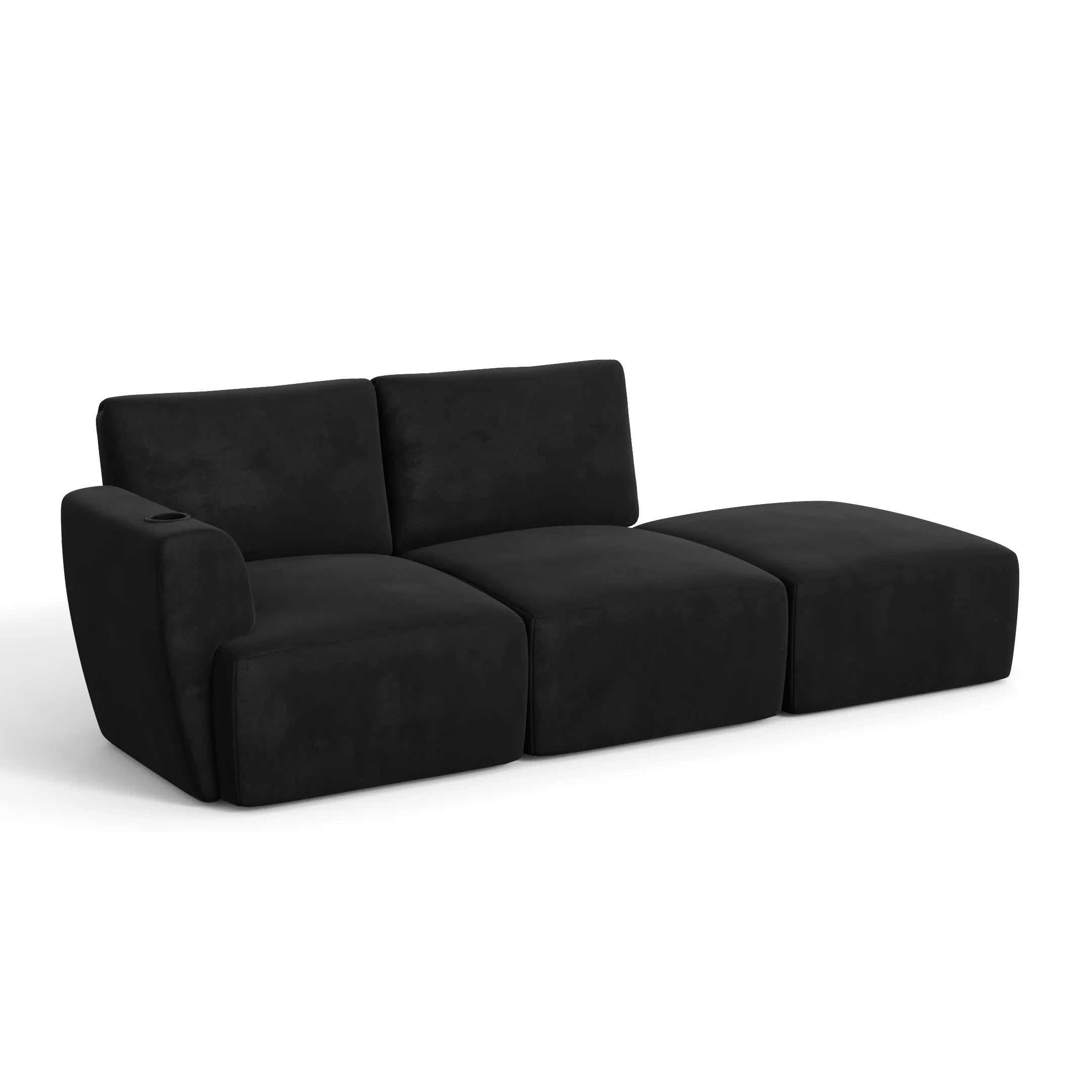 Sofá Damie na Caixa Modular 2 Lugares com 1 Braço + Apoio de Pé Grátis (Puff)