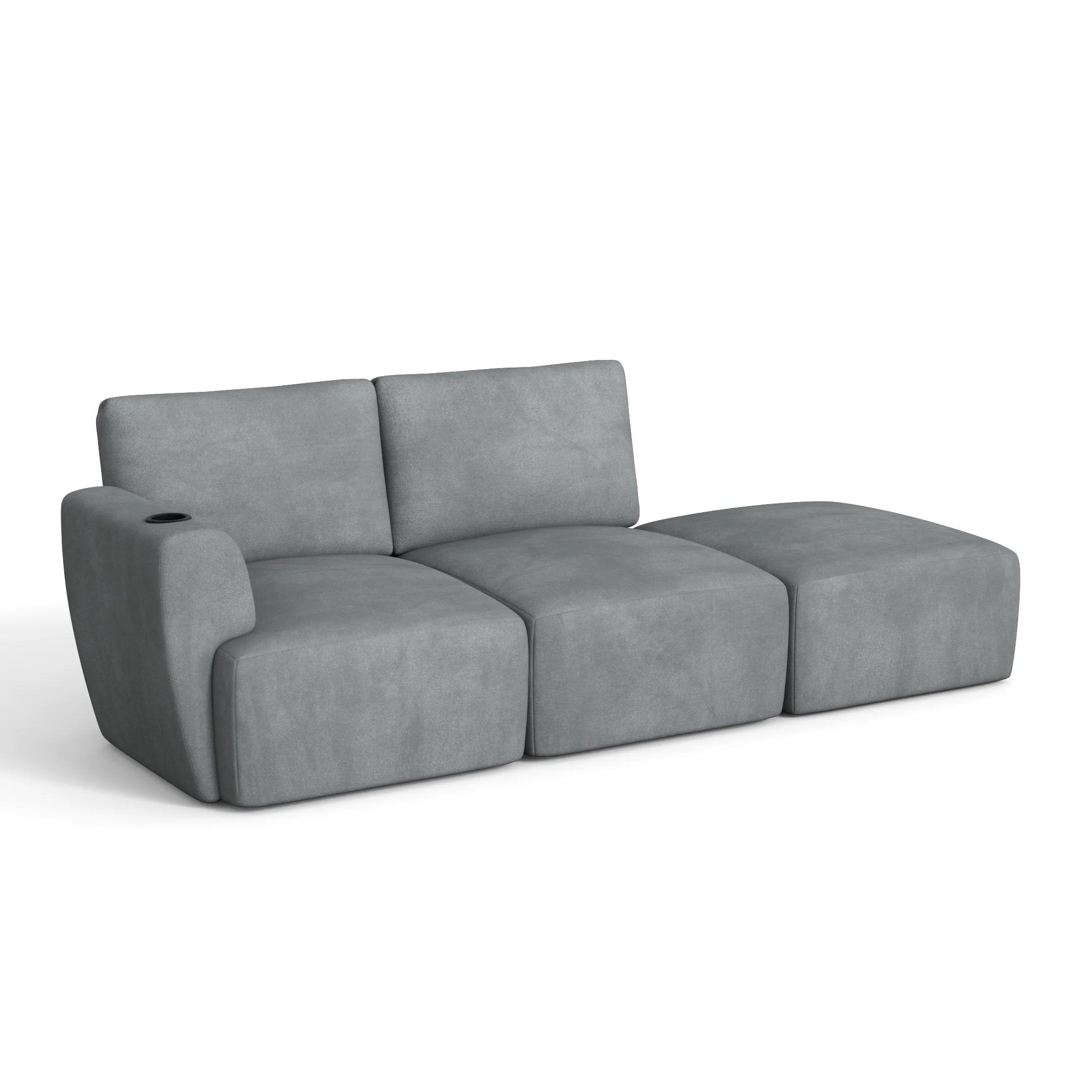 Sofá Damie na Caixa Modular 2 Lugares com 1 Braço + Apoio de Pé Grátis (Puff)