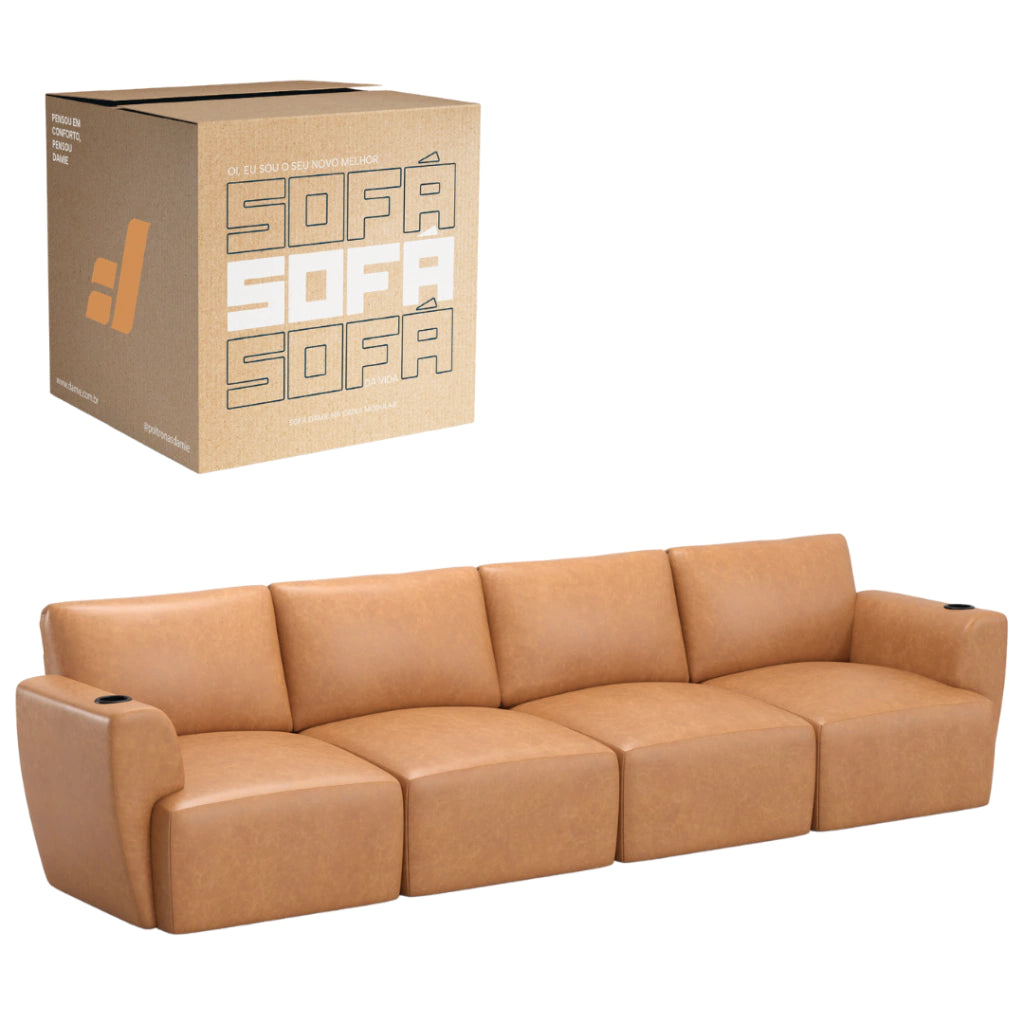 Sofá Damie Na Caixa Modular 4 Lugares
