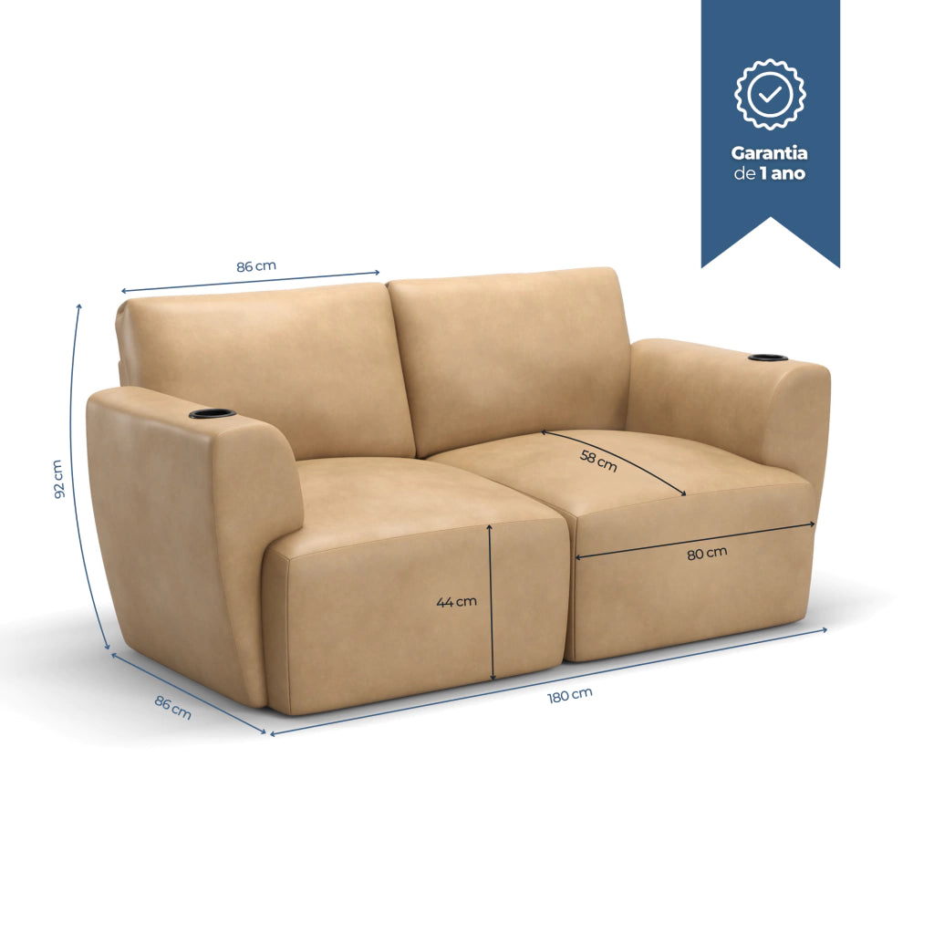 Sofá Damie Na Caixa Modular 2 Lugares