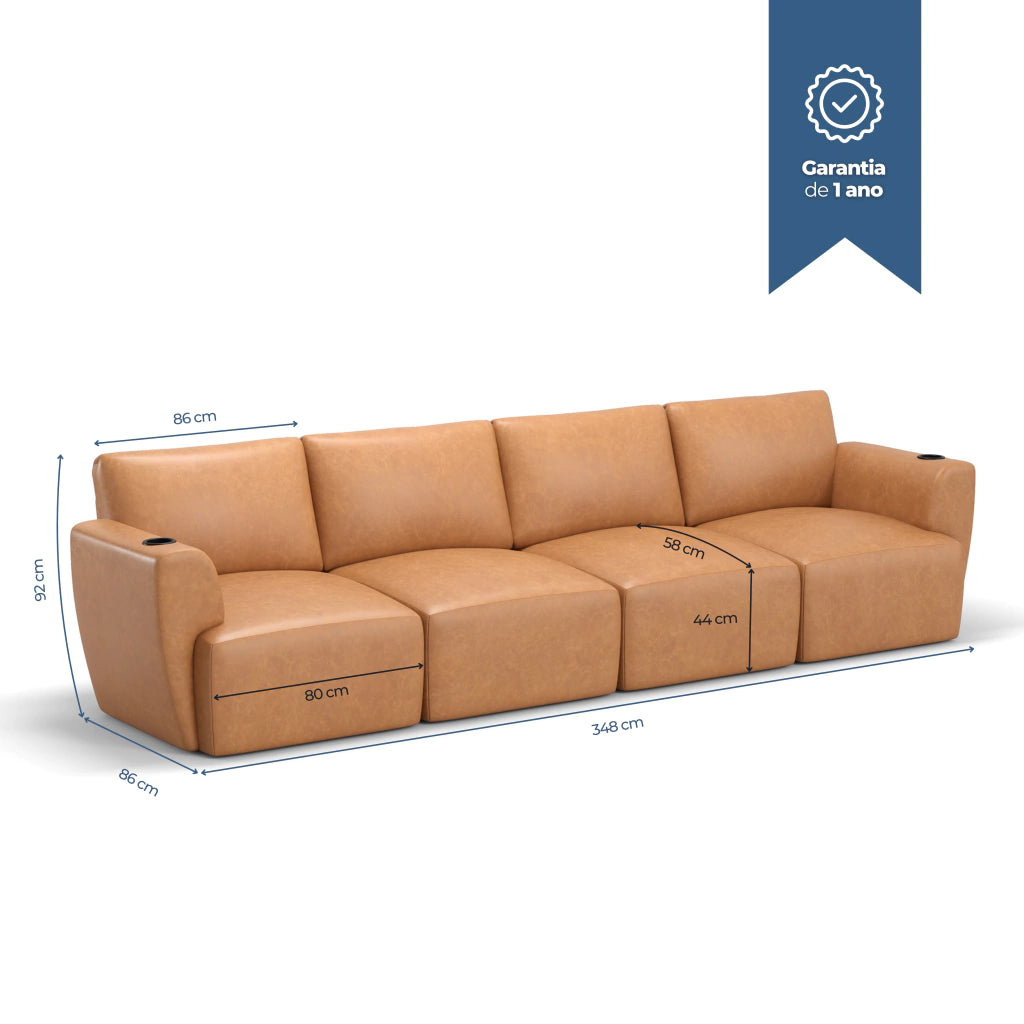 Sofá Damie Na Caixa Modular 4 Lugares