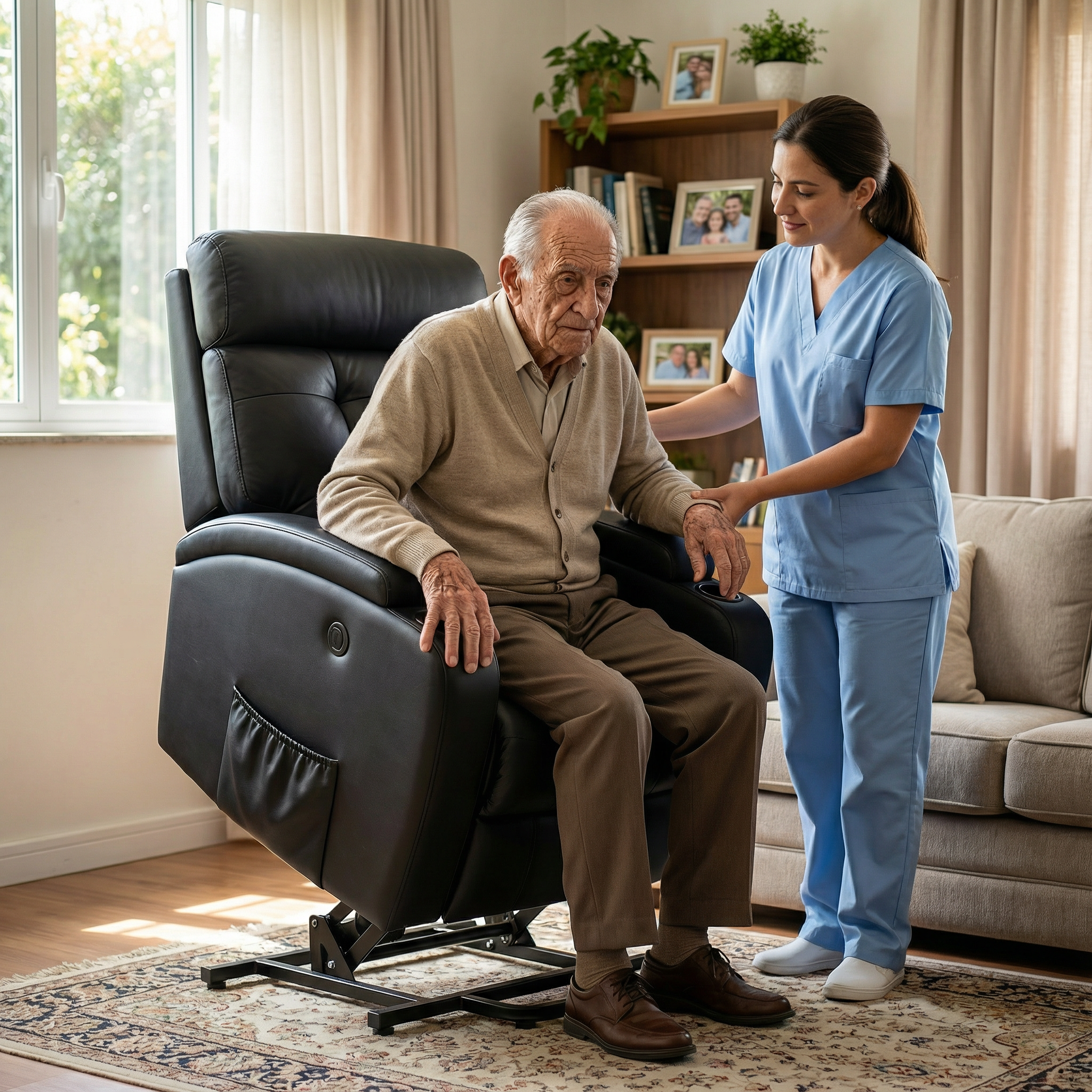 Poltrona Reclinável Elétrica Base Fixa com Elevação Damie