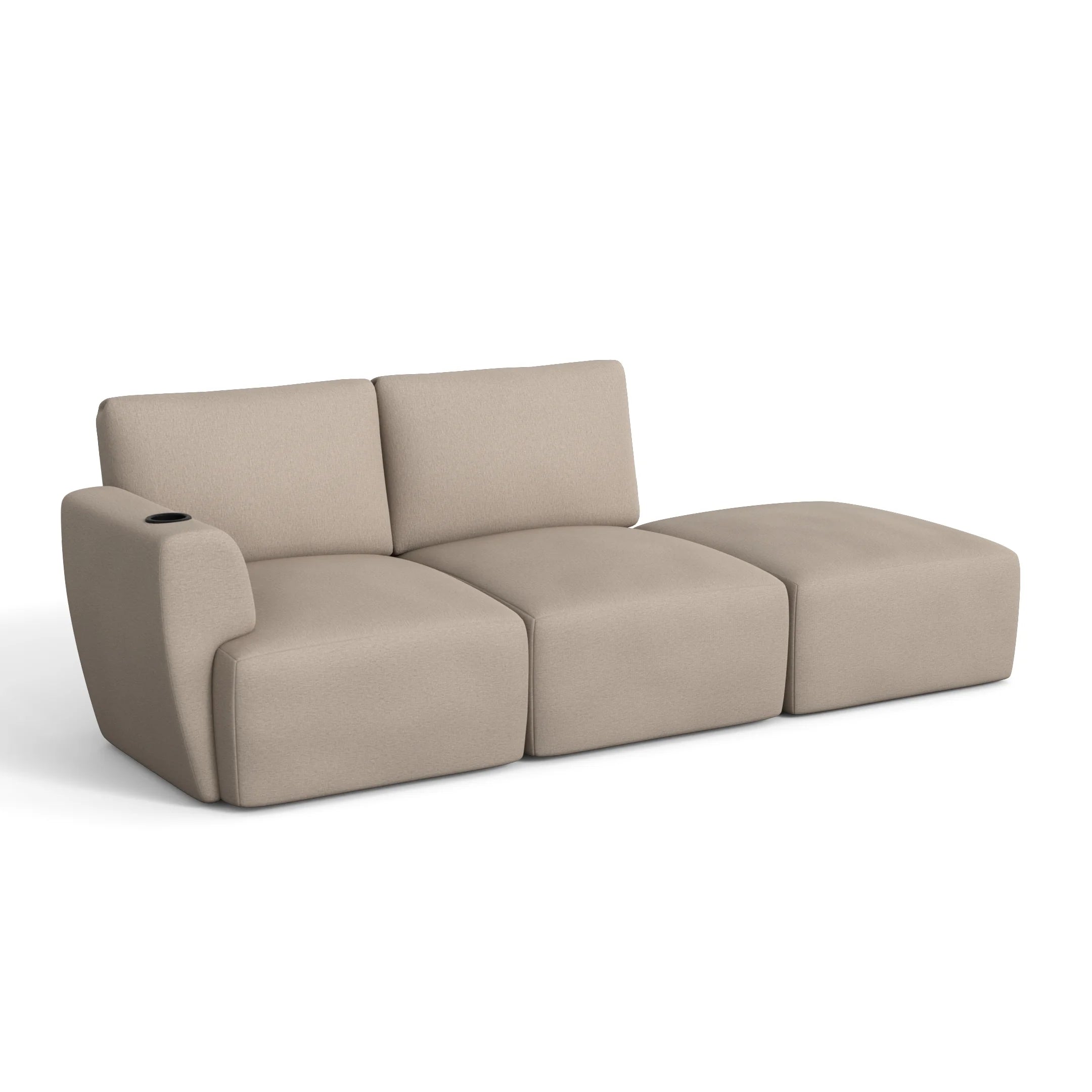 Sofá Damie na Caixa Modular 2 Lugares com 1 Braço e Apoio de Pés Grátis
