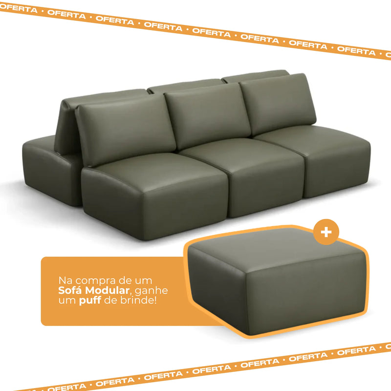 Sofá Damie Modular 6 Lugares Ilha ambientado